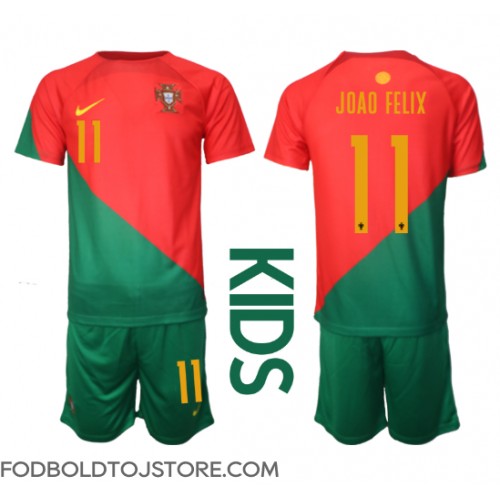 Portugal Joao Felix #11 Hjemmebanesæt Børn VM 2022 Kortærmet (+ Korte bukser)